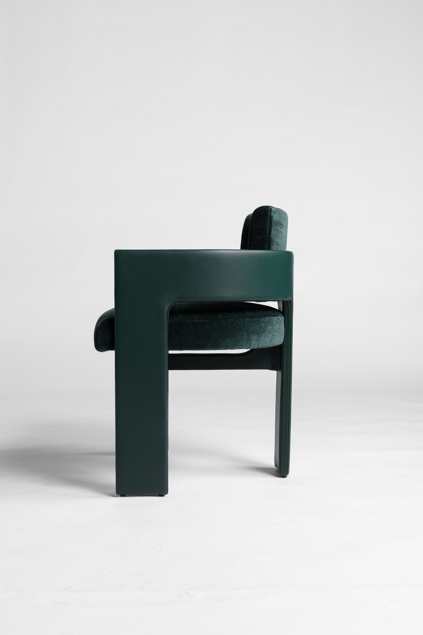 Shown in Pine Green Leather frame with Pine Green Mohair cushions