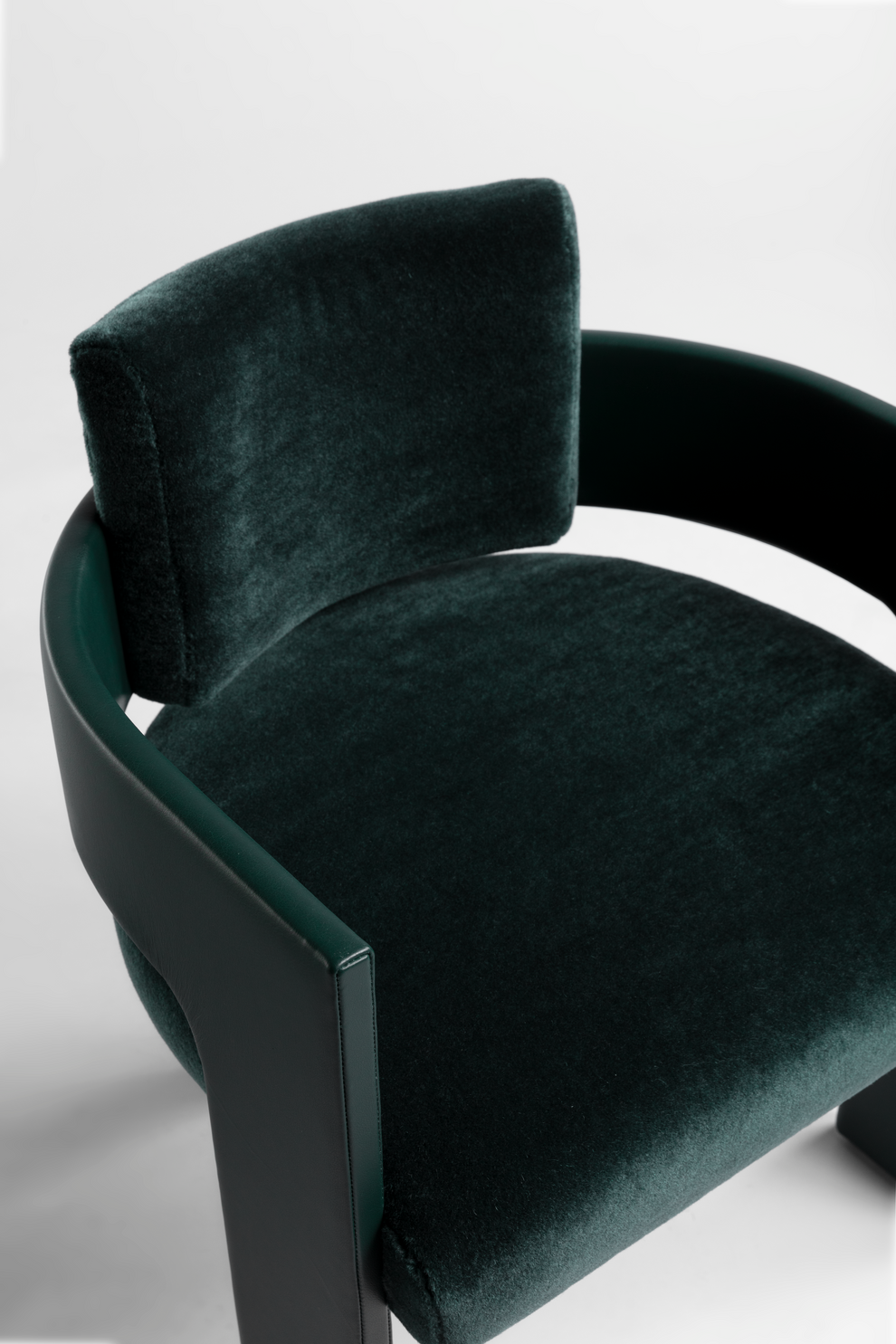 Shown in Pine Green Leather frame with Pine Green Mohair cushions