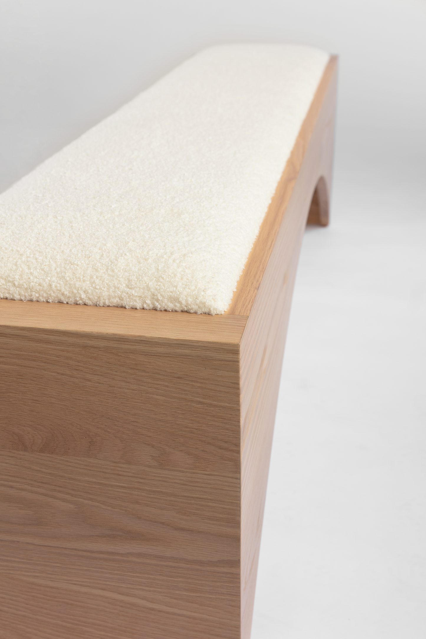 Shown in Natural Oak frame with Ecru Sherpa Boucle top