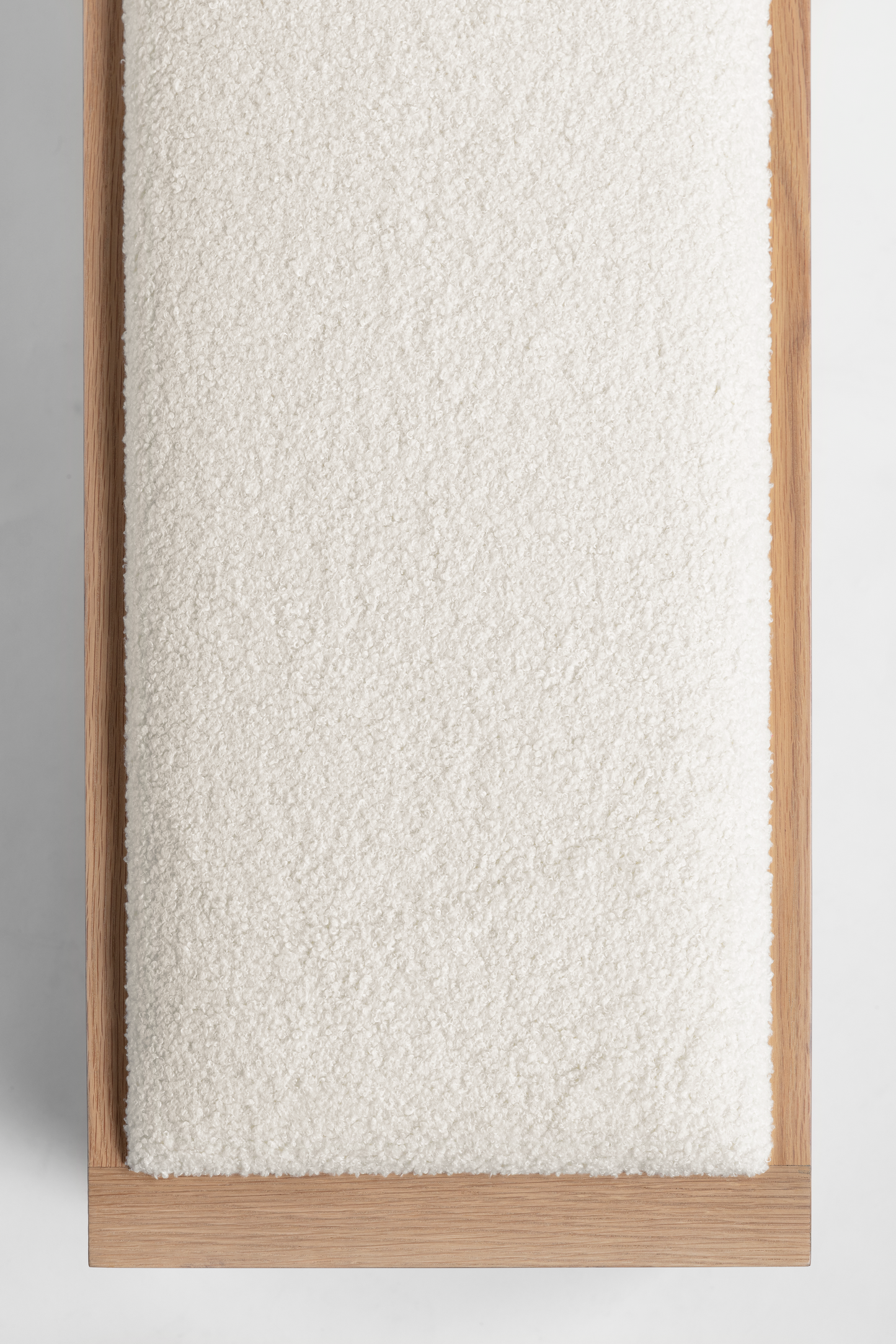 Shown in Natural Oak frame with Ecru Sherpa Boucle top