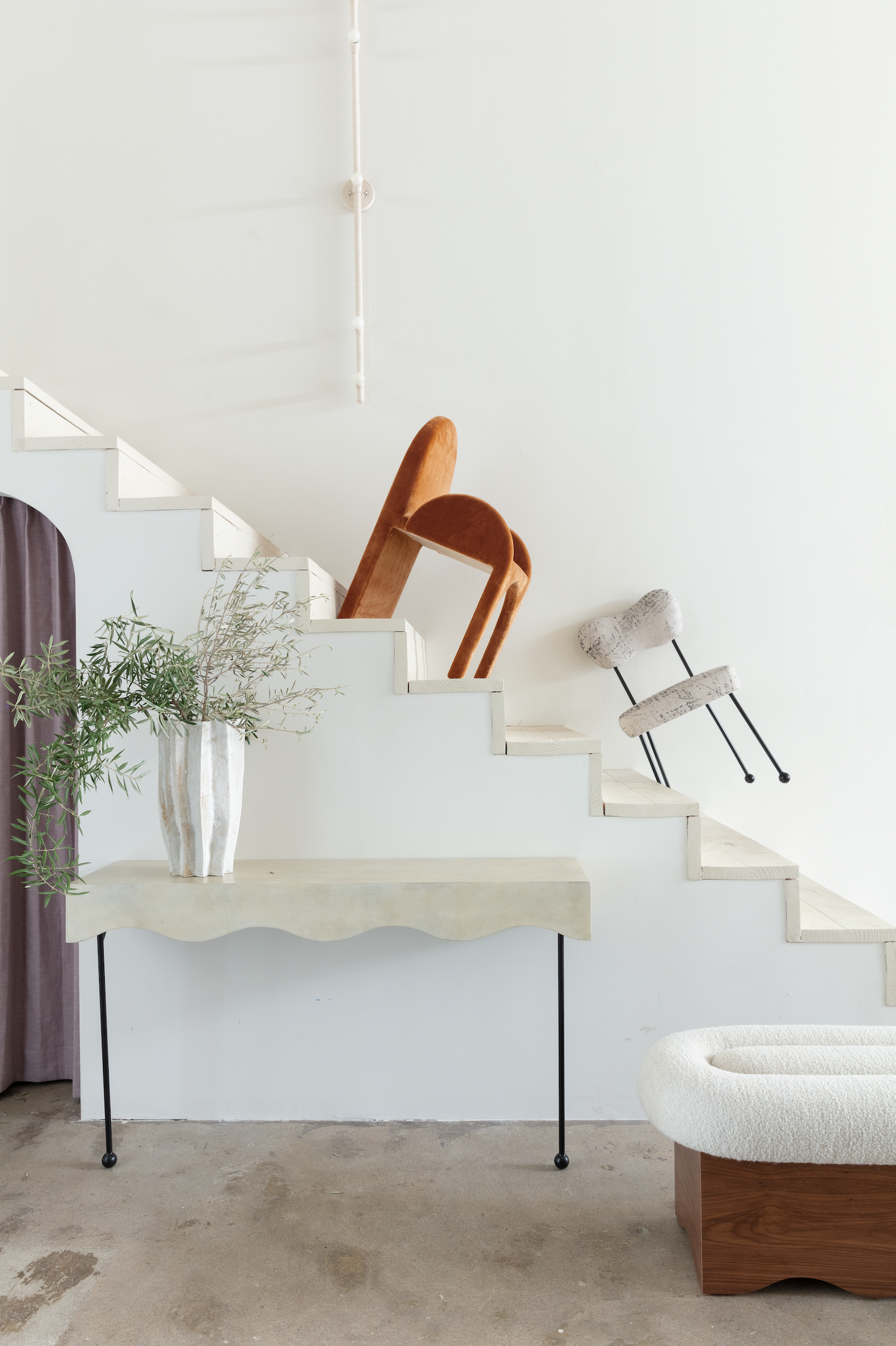 Shown with Arc Arm Chair, Ripple Bench, Ripple Console and Track Surface Mount Long