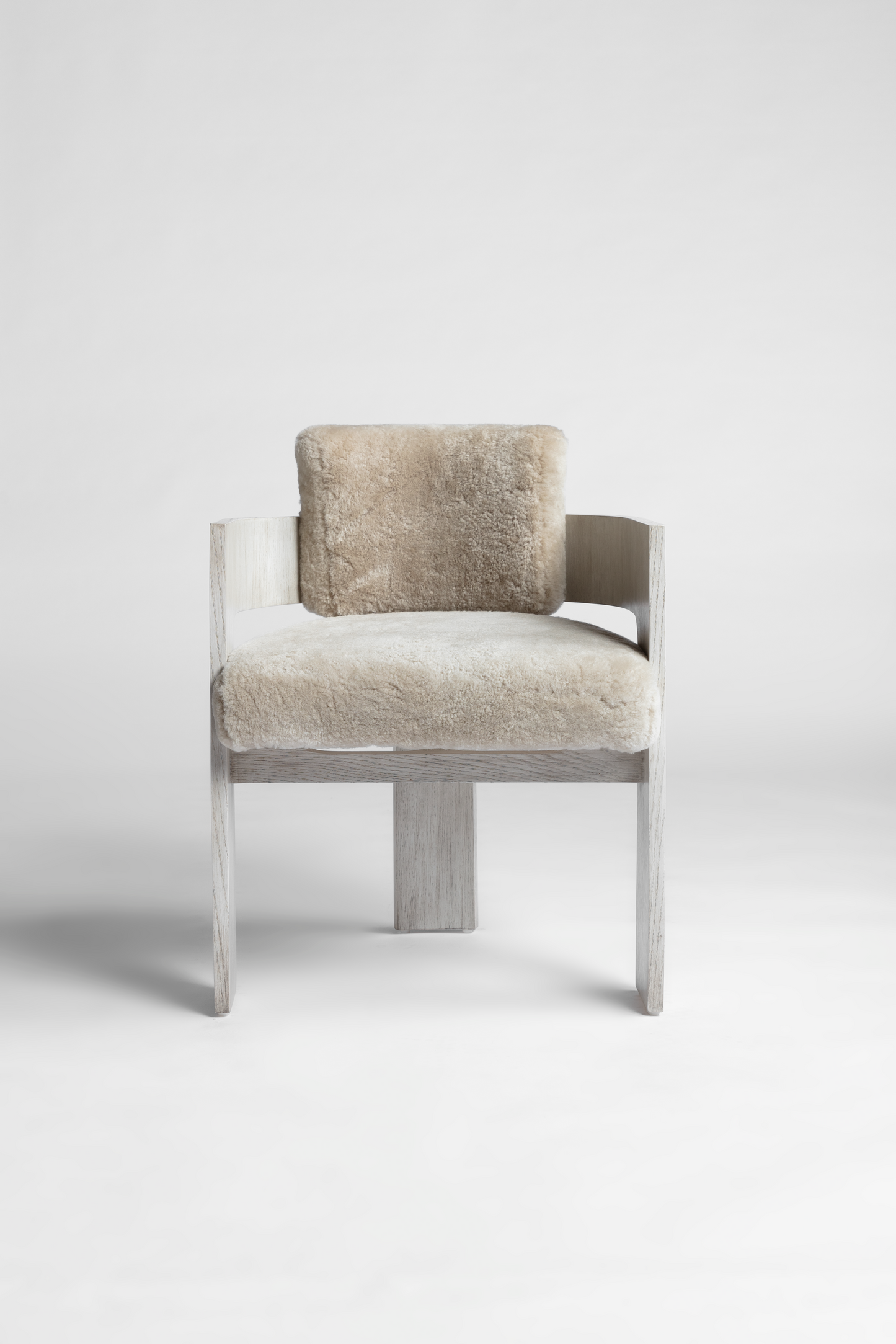 Shown in Sand Oak frame with Dusty Beige Shearling cushions