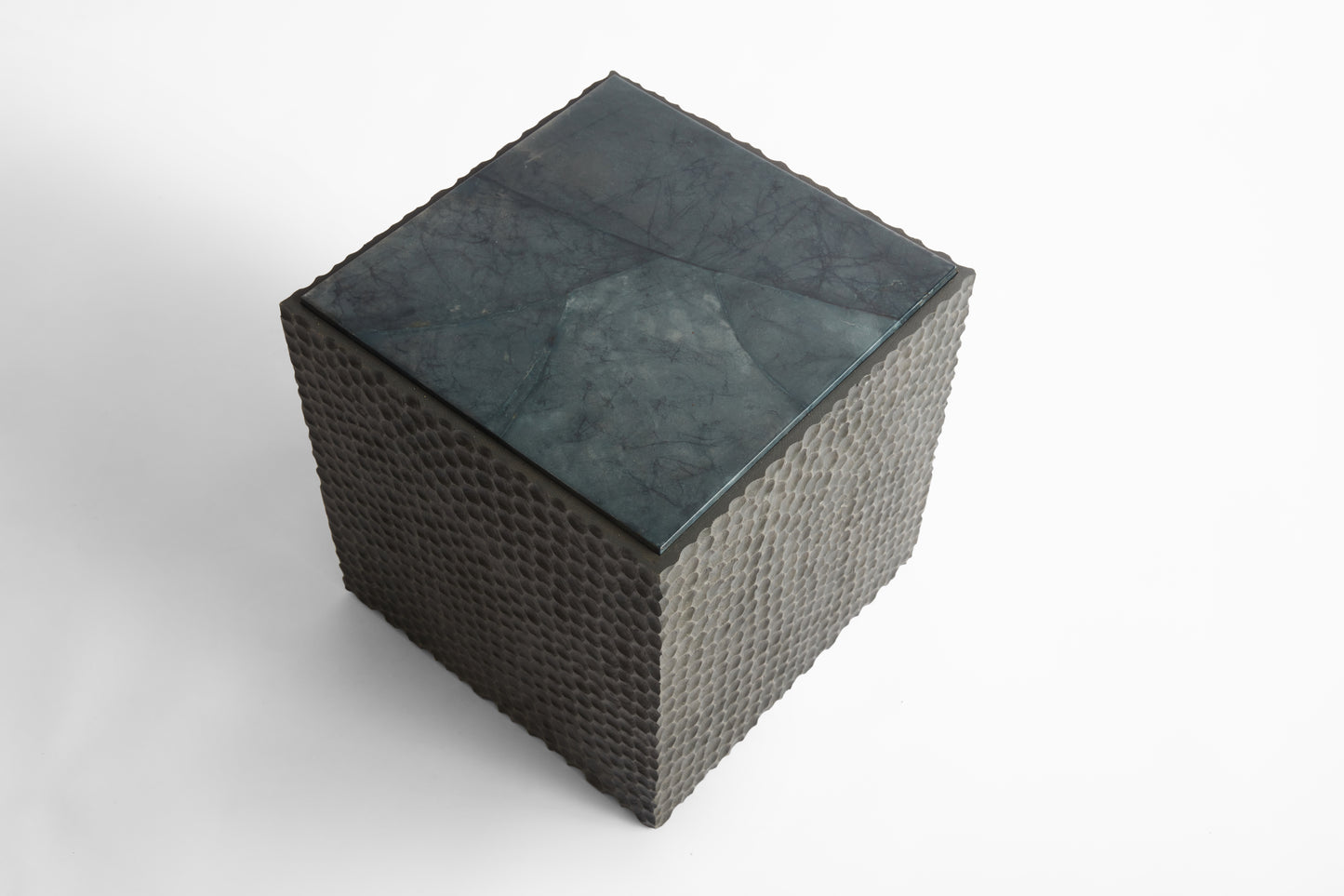 Shown in Chiseled Charcoal Oak base with Indigo Ripped Parchment top