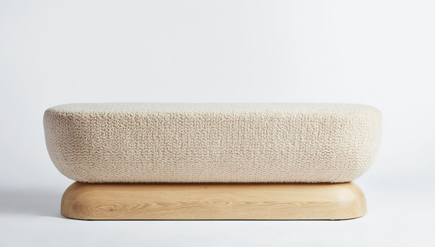 Shown in Natural Oak base with Boucle fabric