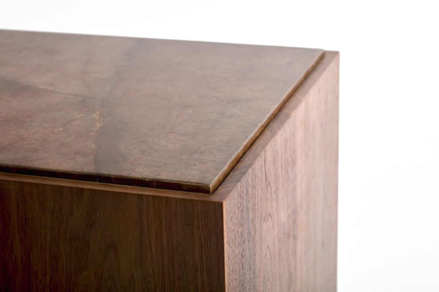 Shown in Natural Walnut base with Chocolate Ripped Parchment top