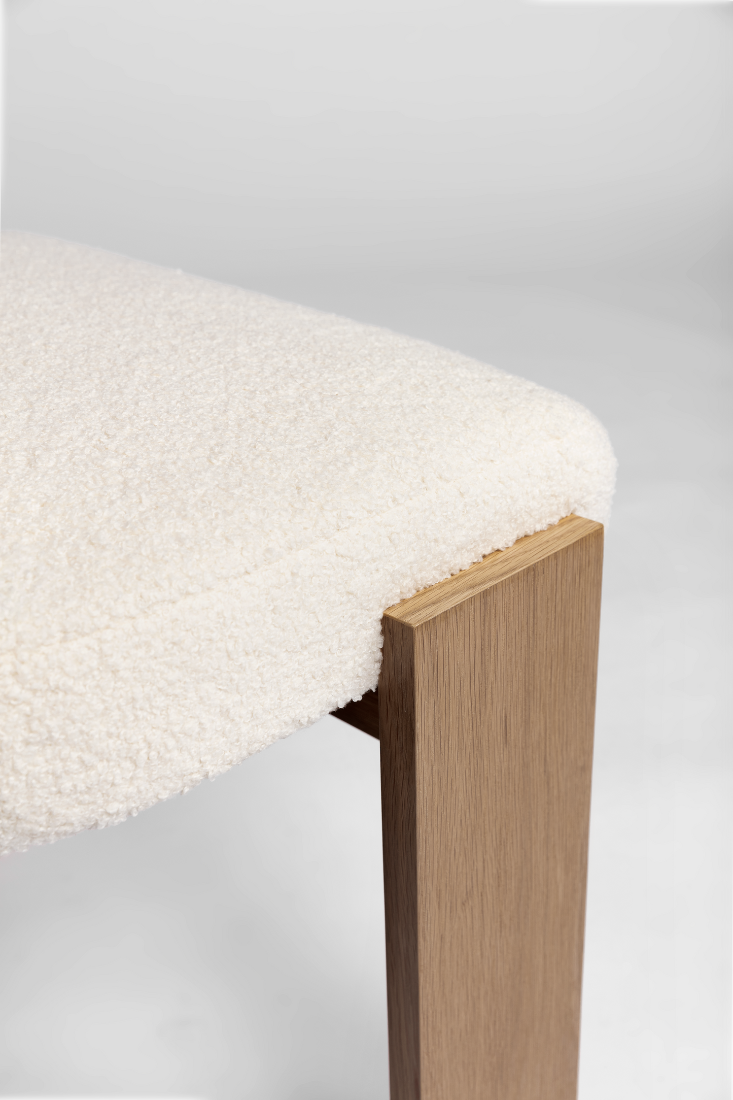 Shown in Natural Oak frame with Ecru Sherpa Boucle cushions