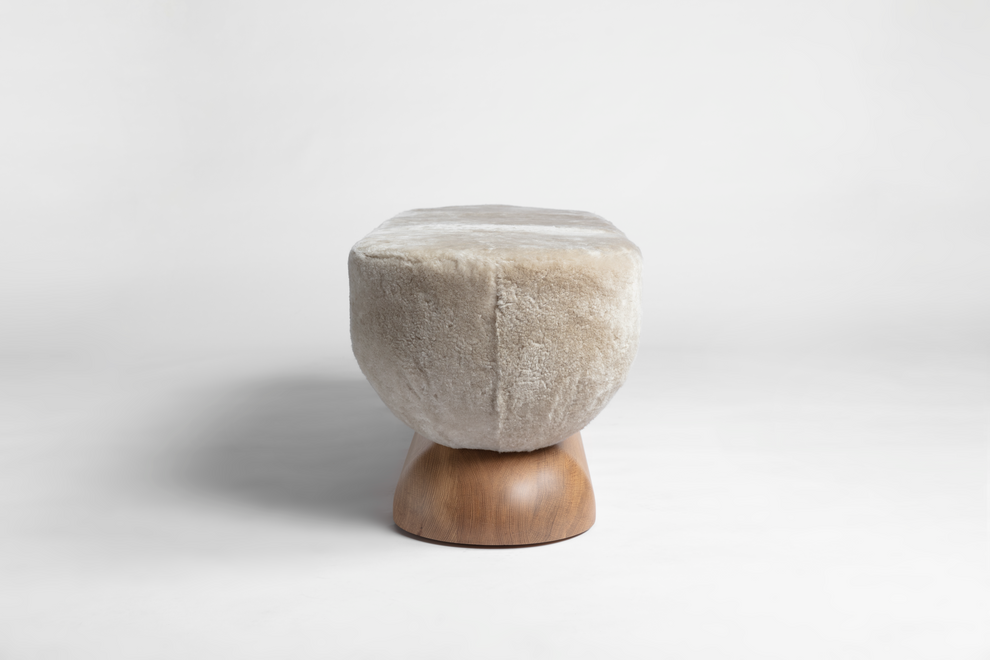 Shown in Natural Oak base with Dusty Beige Shearling top