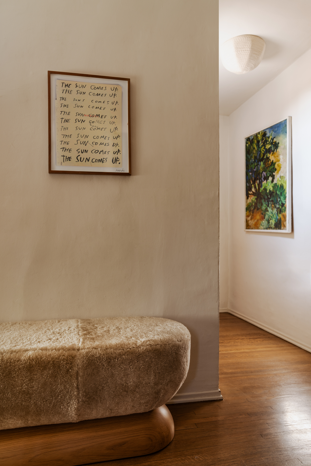 Shown in Natural Oak base with Dusty Beige Shearling top