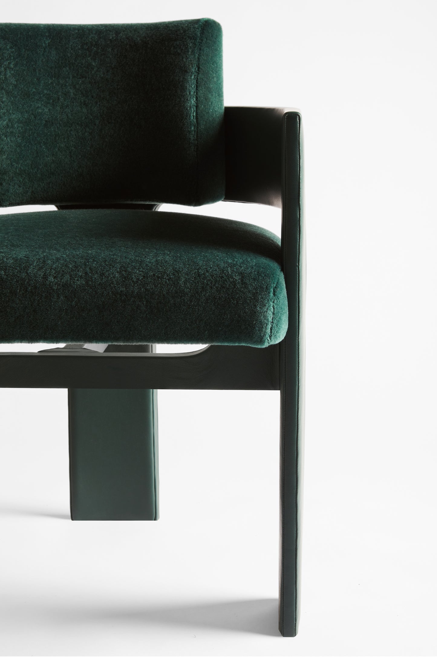 Shown in Pine Green Leather frame with Pine Green Mohair cushions