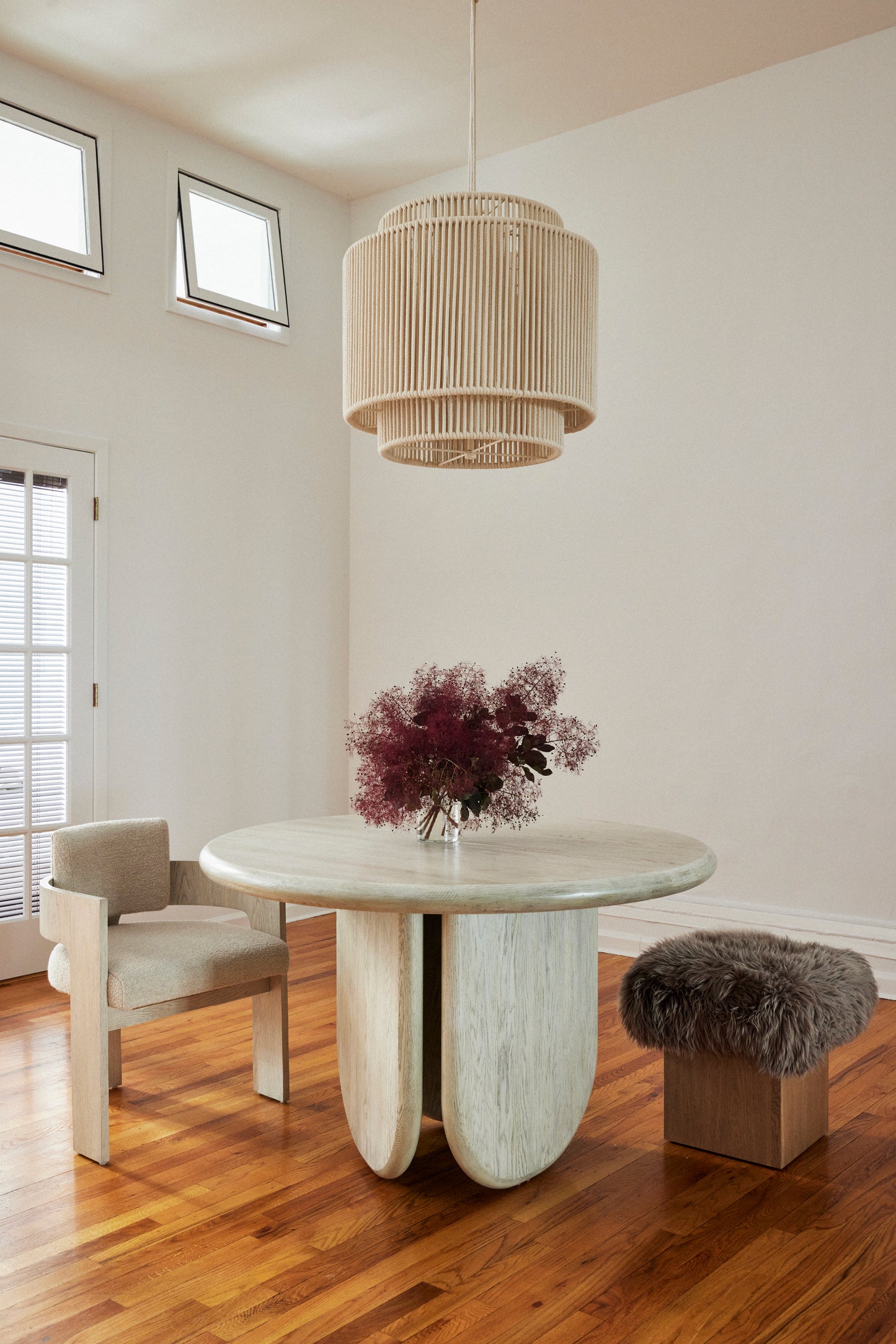 Double Drum Small Natural White Pendant - Expedited