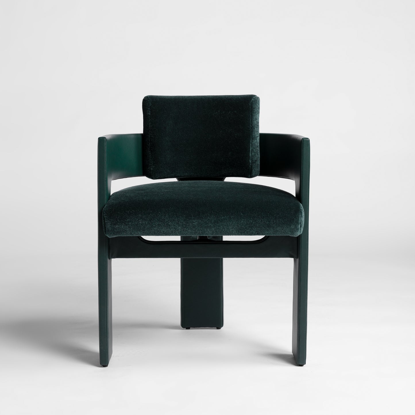 Shown in Pine Green Leather frame with Pine Green Mohair cushions