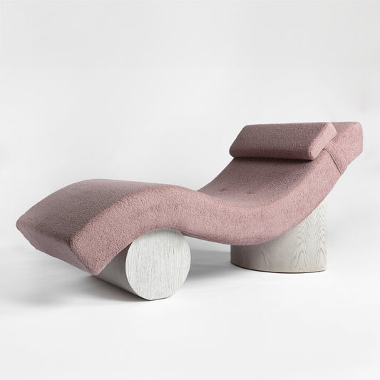Solana Chaise, Sand Oak with Wisteria Sherpa Boucle, Available Now (QTY 1)