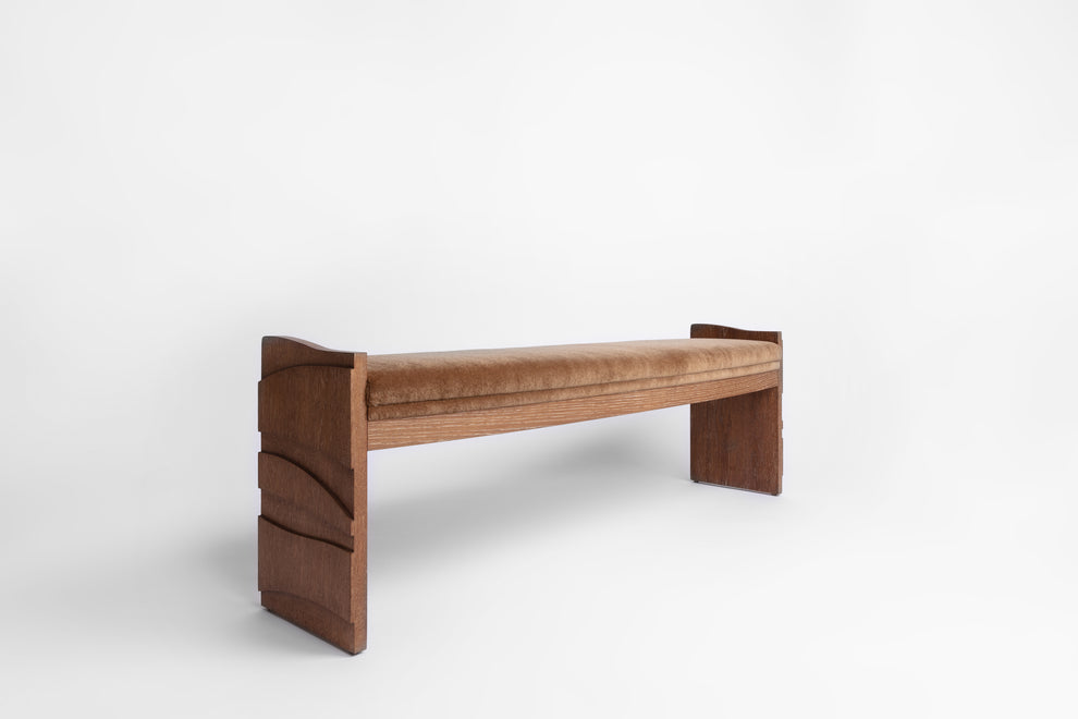 Shown in Cerused Natural Oak and COM Teddy Bear Mohair