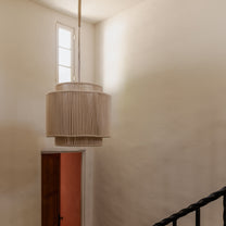 Double Drum Small Natural White Pendant - Expedited