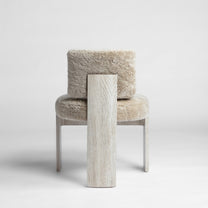 C Back Armless Chair, Sand Oak with Dusty Beige Shearling, Available Now