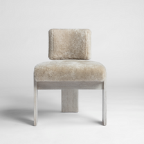 C Back Armless Chair, Sand Oak with Dusty Beige Shearling, Available Now